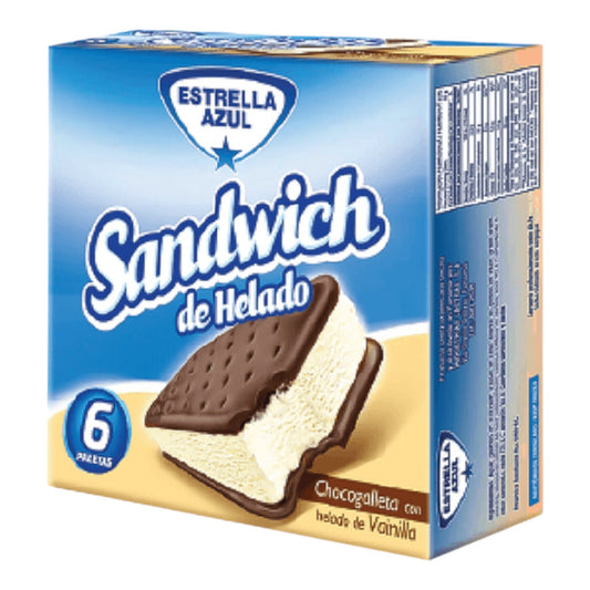 SANDWICH DE HELADO PAQUETE DE 6 UNI DE 63 GR ESTRELLA AZUL