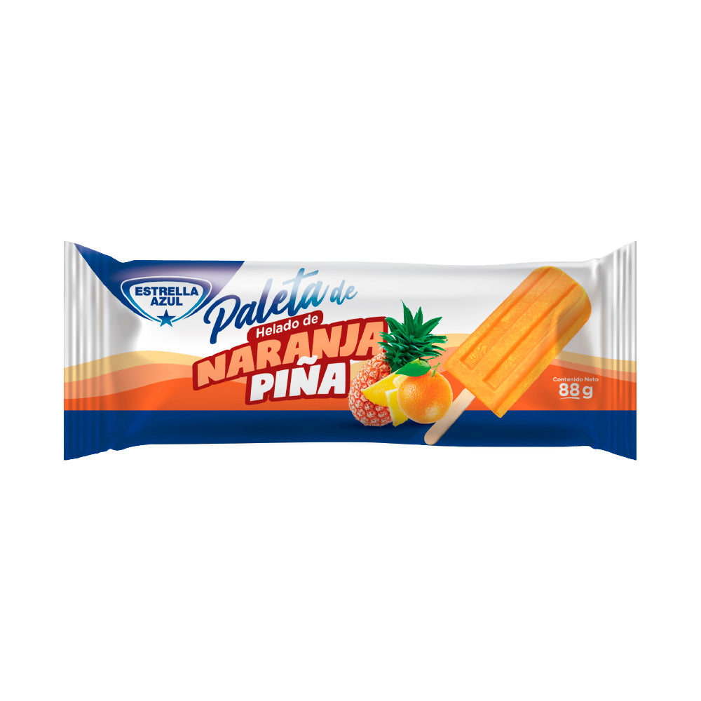 PALETA DE HELADO NARANJA PINA 88 G - ESTRELLA AZUL