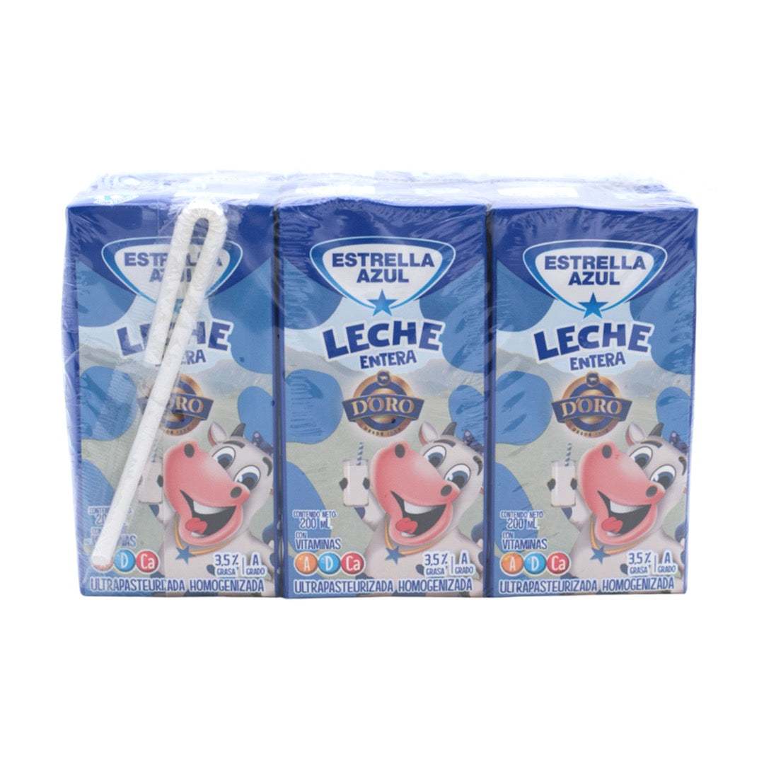 LECHE D'ORO ENTERA 6PK 200 ML ESTRELLA AZUL