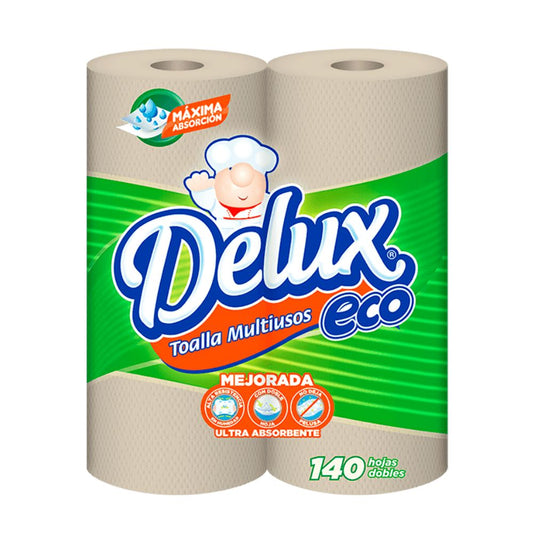 PAPEL TOALLA ECO 140 HOJAS DOBLES 2 UNI DELUX