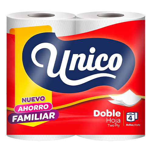 PAPEL HIGIENICO AHORRO FAMILIAR DOBLE HOJA 4 ROLLOS - UNICO