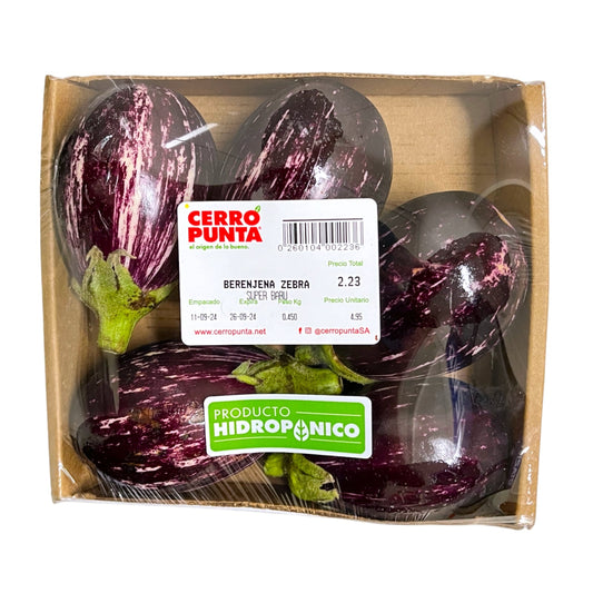 BERENJENA ZEBRA EMPACADA CERRO PUNTA POR 0.454 KG