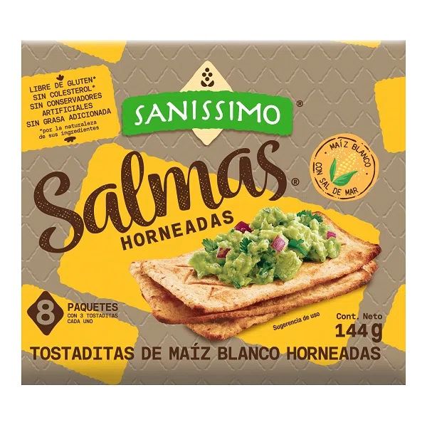 TOSTADAS DE MAIZ HORNEADO SALMAS DE SANISSIMO 8 PAQUETES 144 GR SANISSIMO