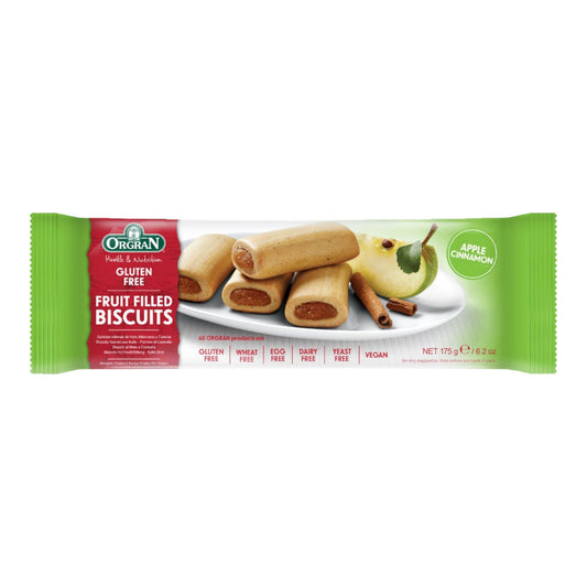 GALLETAS RELLENAS DE FRUTA MANZANA Y CANELA 175 GR ORGRAN