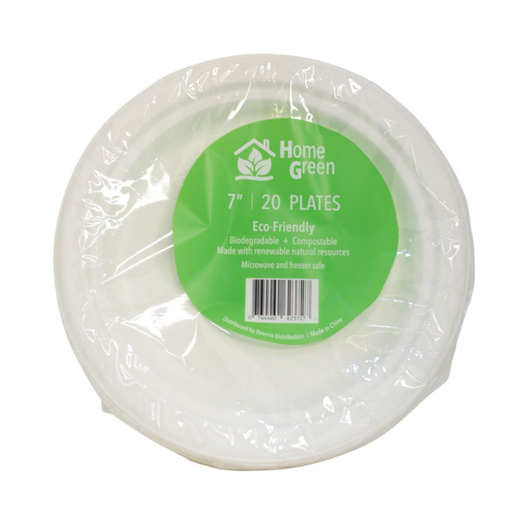 PLATOS DESECHABLES 7" HOME GREEN ECO FRIENDLY 20 UN