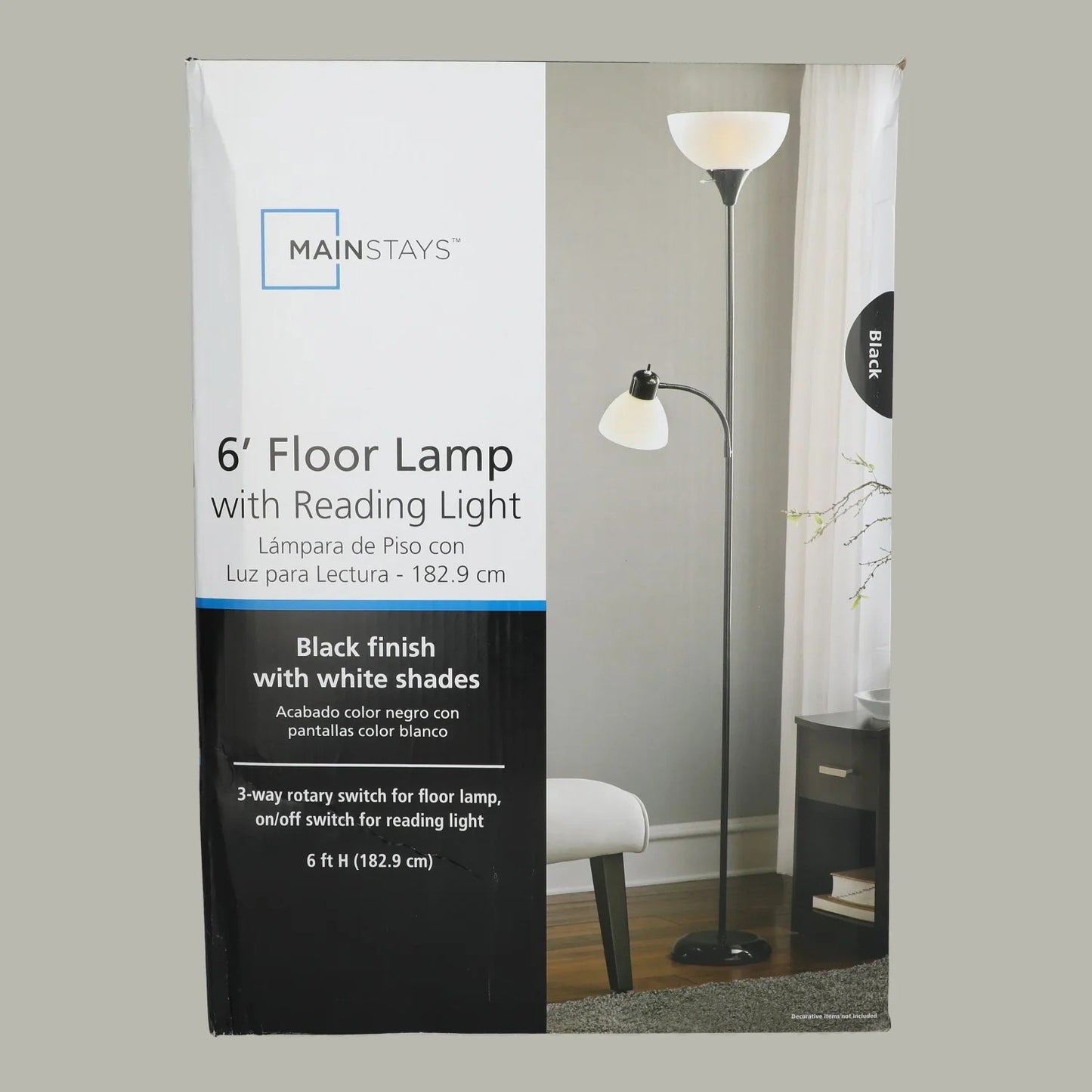 LAMPARA DE PISO CON LUZ PARA LEER MAINSTAYS
