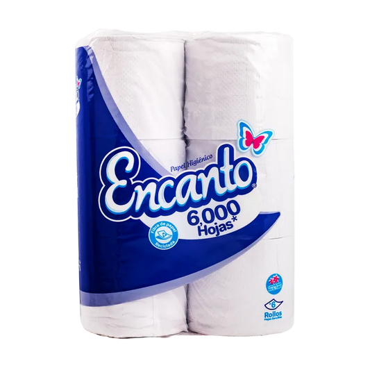 PAPEL HIGIENICO DE 6000 HOJAS 6 ROLLOS ENCANTO
