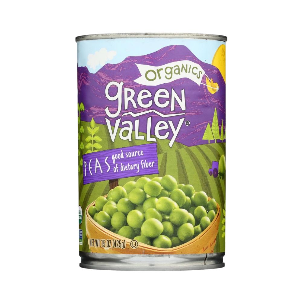 SWEET PEAS ORGANIC 15 OZ GREEN VALLEY
