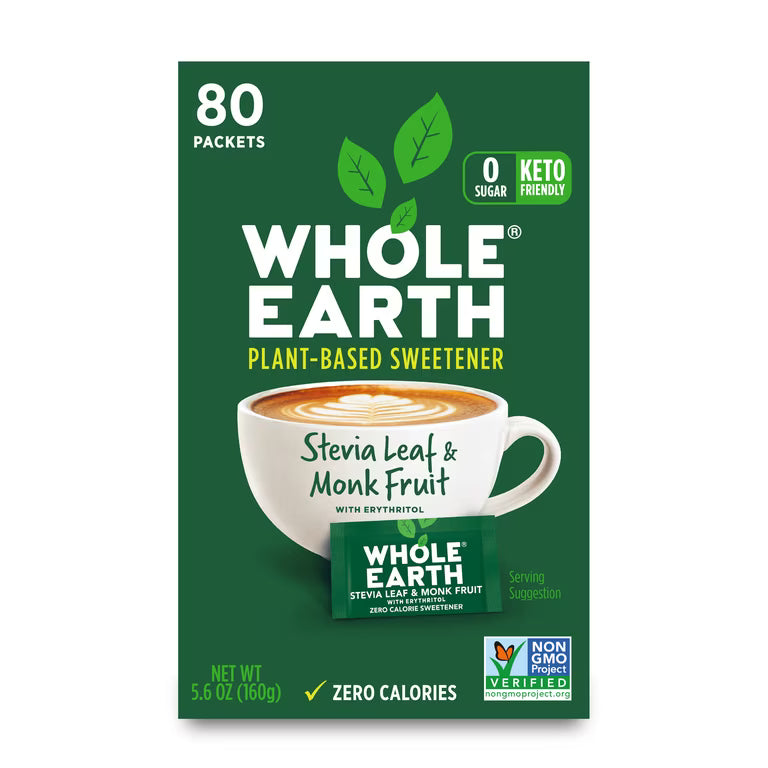 STEVIA LEAF & MONK FRUIT SWEETENER 80SOB - WHOLE EARTH