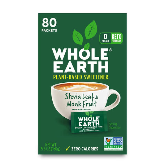 STEVIA LEAF & MONK FRUIT SWEETENER 80SOB - WHOLE EARTH