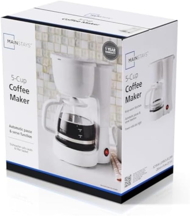 CAFETERA BLANCA 5 TAZAS MAINSTAYS