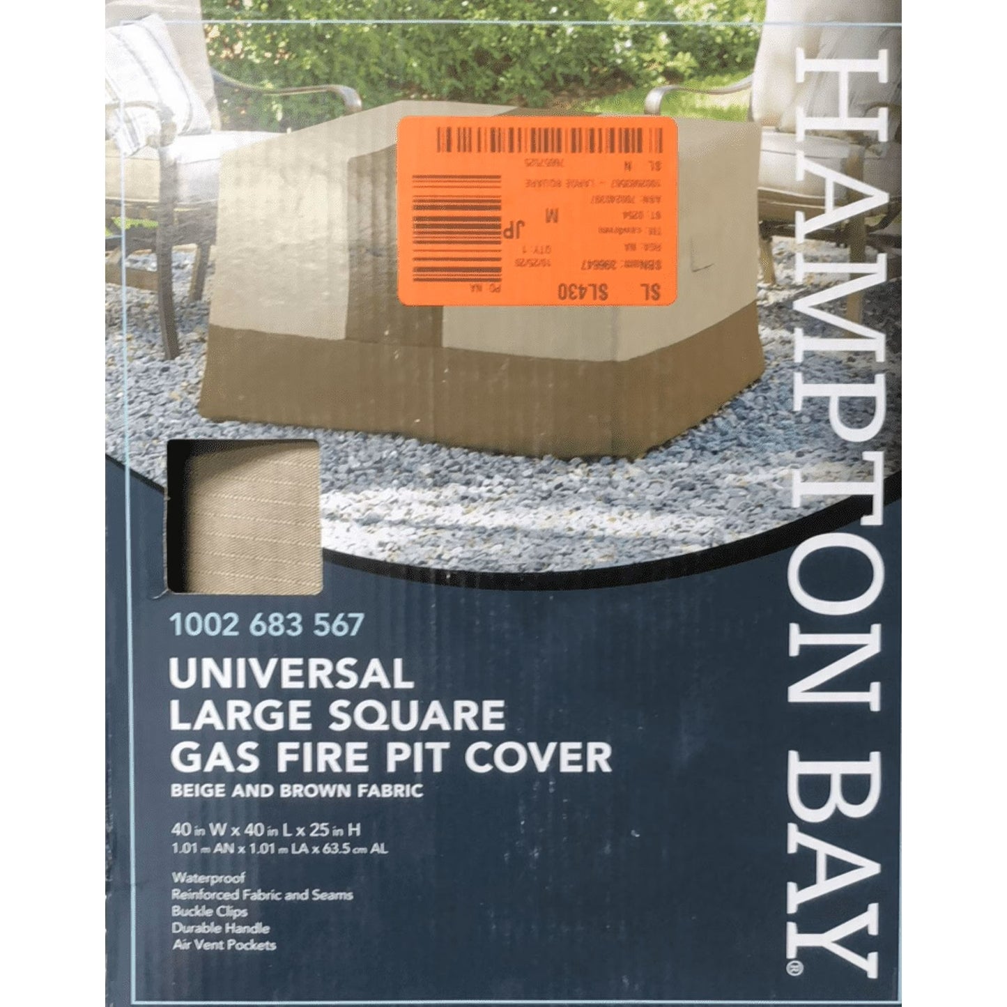 LARGE SQUARE GAS FIREPIT COVER HAMPTON BAY