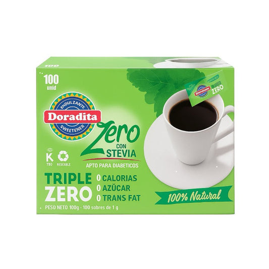 ENDULZANTE ZERO CON STEVIA 100 SOBES DORADITA