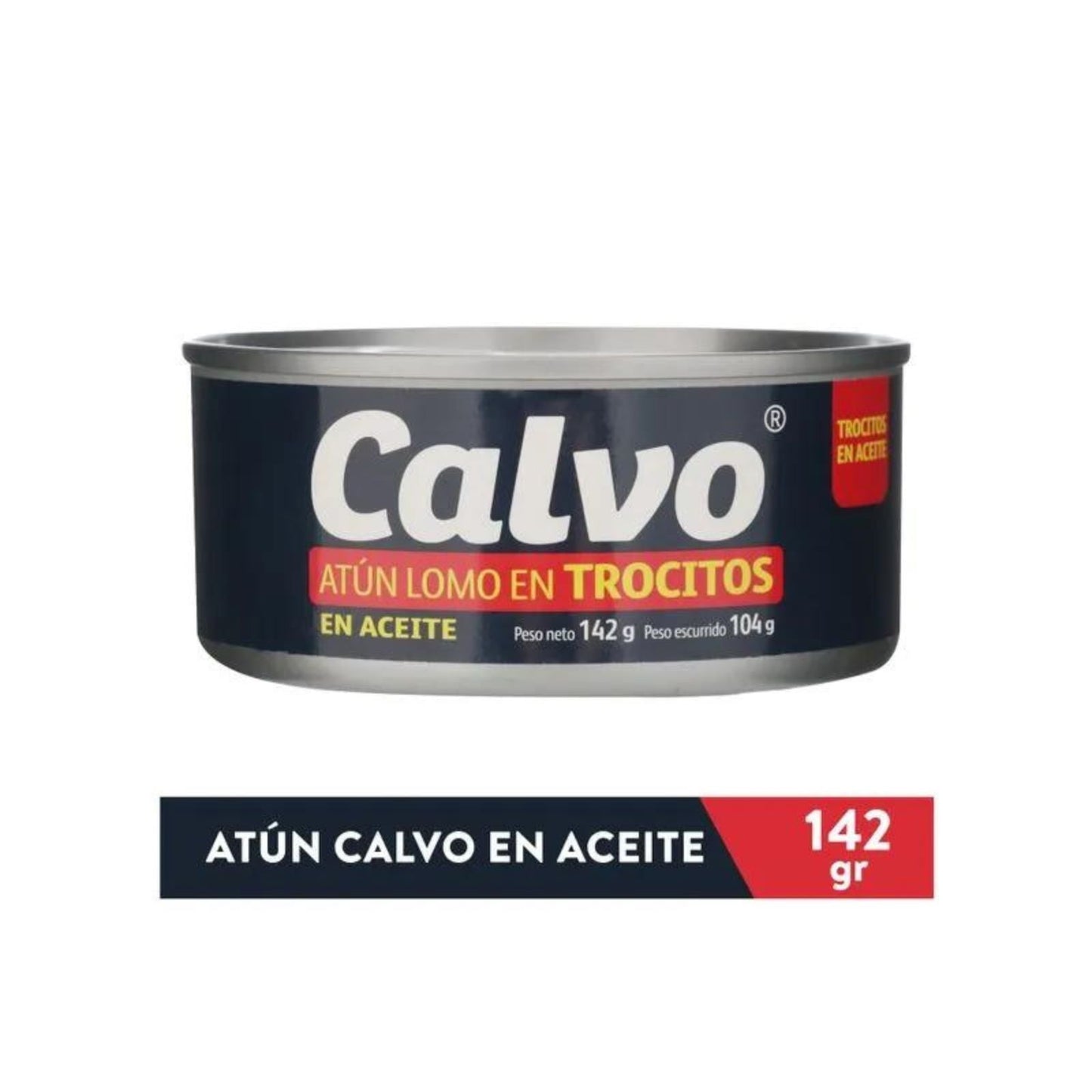 ATUN LOMO TROCITOS EN ACEITE 142 GR CALVO