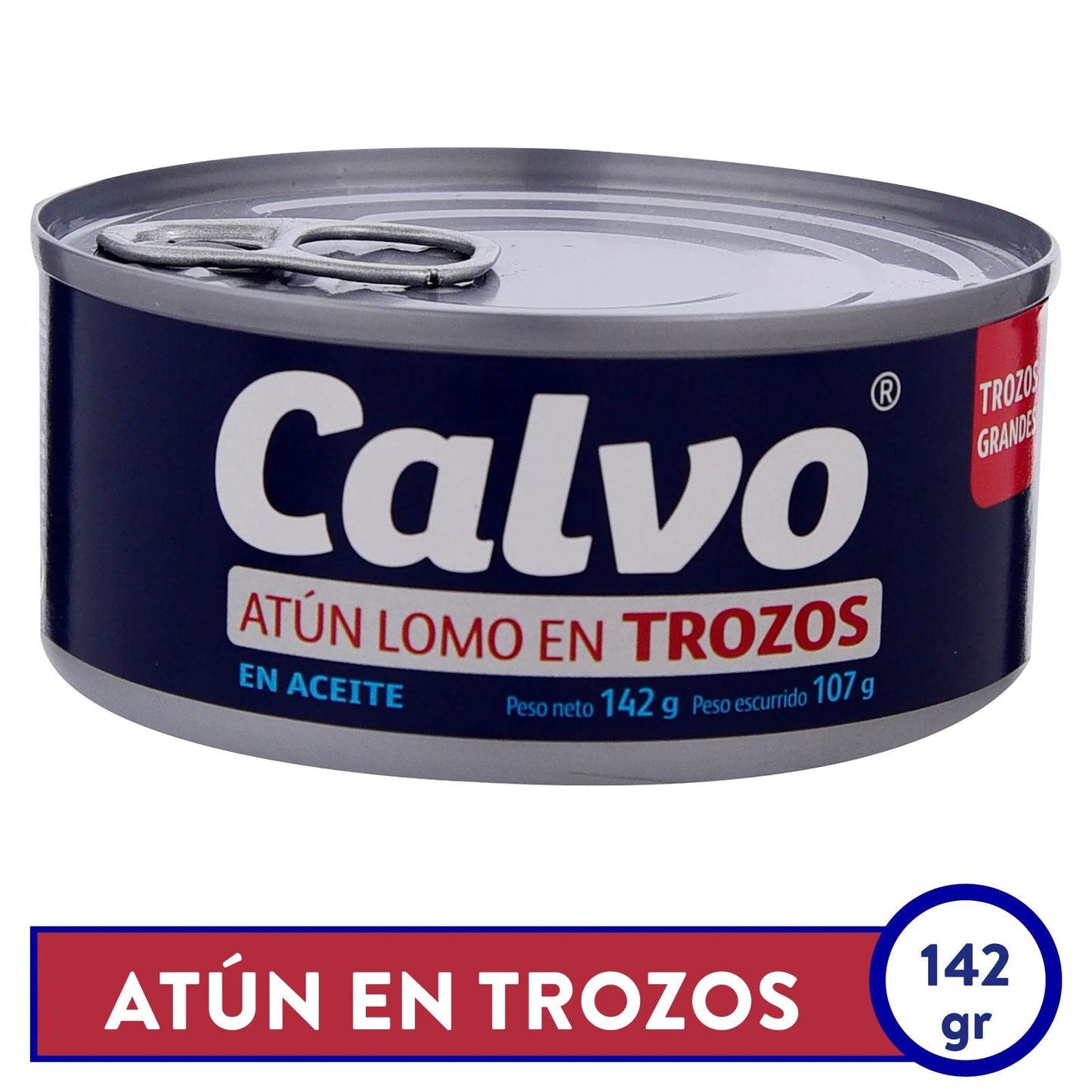 ATUN LOMO EN TROZOS EN ACEITE 142 GR CALVO