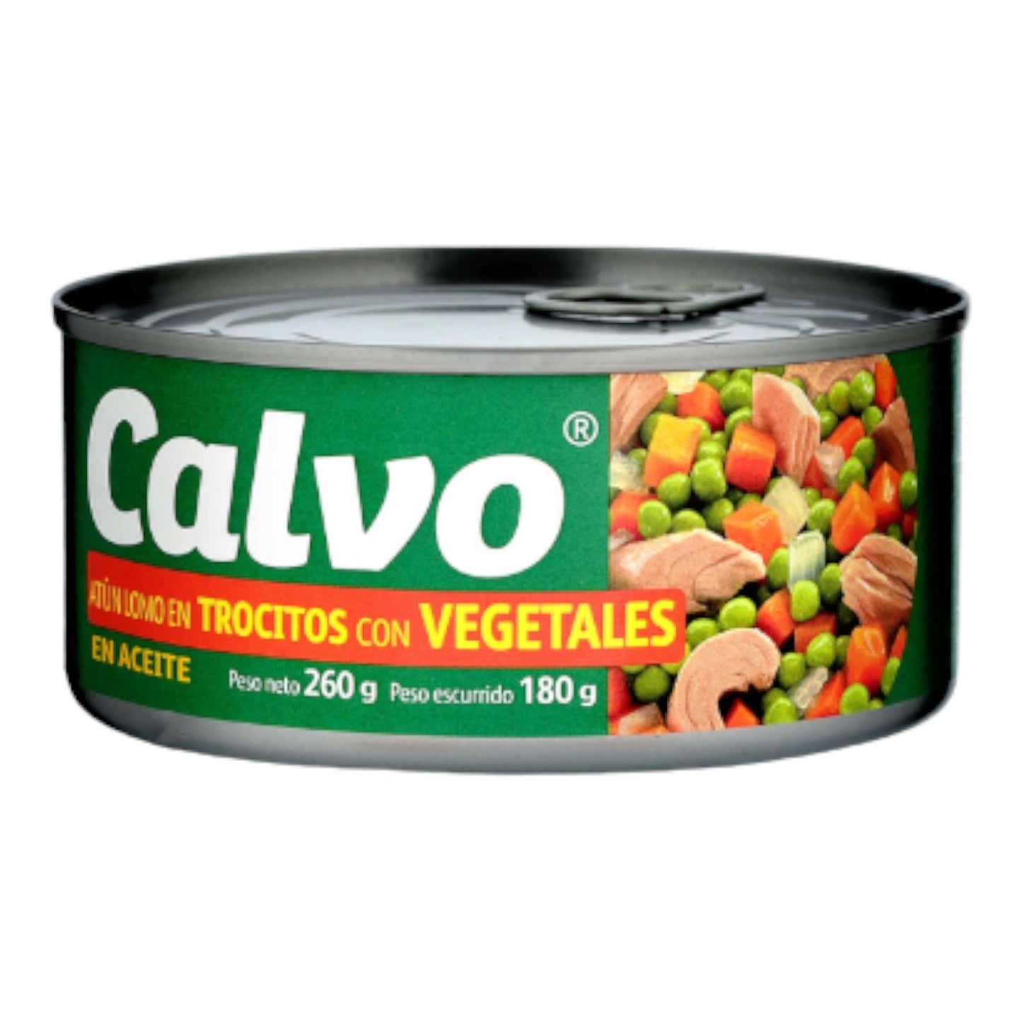 ATUN LOMO TROCITOS CON VEGETALES ENLATADOS 260 GR CALVO