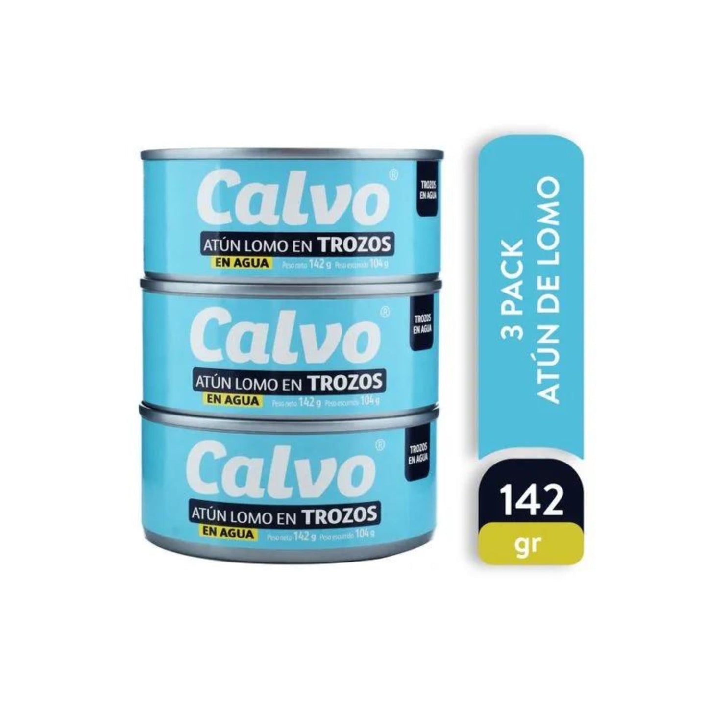 ATUN LOMO TROZOS EN AGUA 3PACK DE 426 GR CALVO