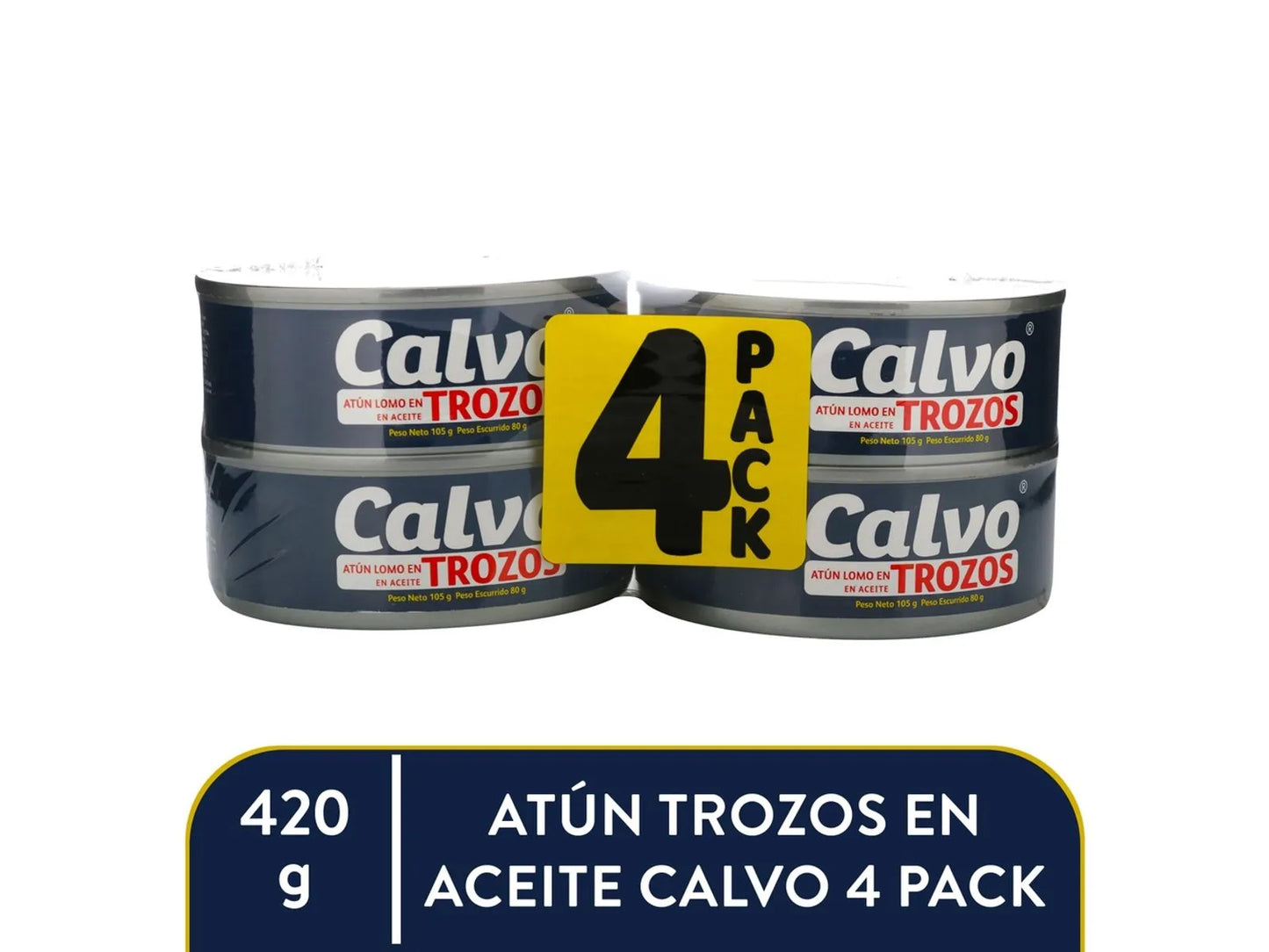 4PK ATUN TROZOS EN ACEITE 105 GR CALVO
