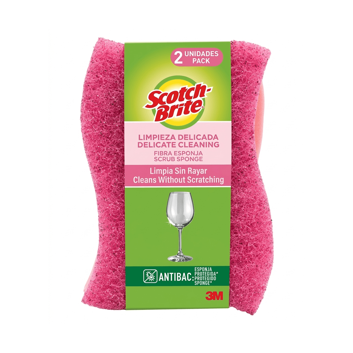 ESPONJA LIMP.DELICADA CERO RAYAS ROSADA 2un - SCOTCH BRITE *3M*
