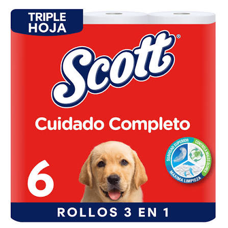 PAPEL HIGIENICO CUIDADO COMPLETO 3P 6 ROLLOS SCOTT