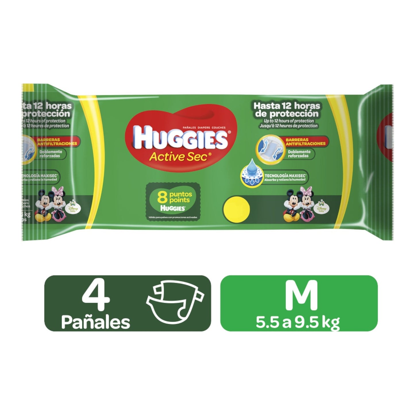 PANAL DESECHABLE  ACTIVE SEC M 4 UN HUGGIES