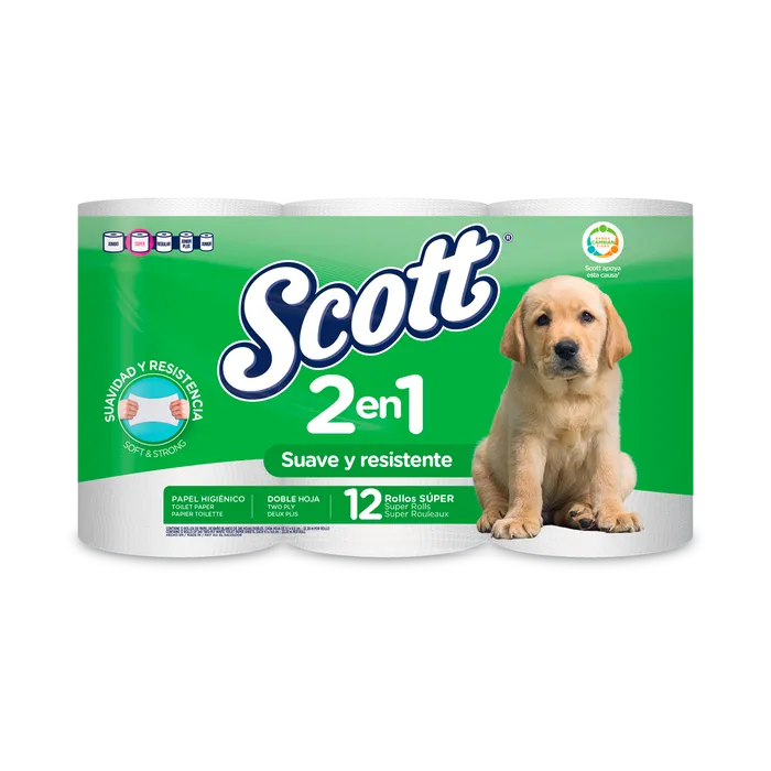 PAPEL HIGIENICO DOBLE HOJA REG 12 ROLLOS SCOTT