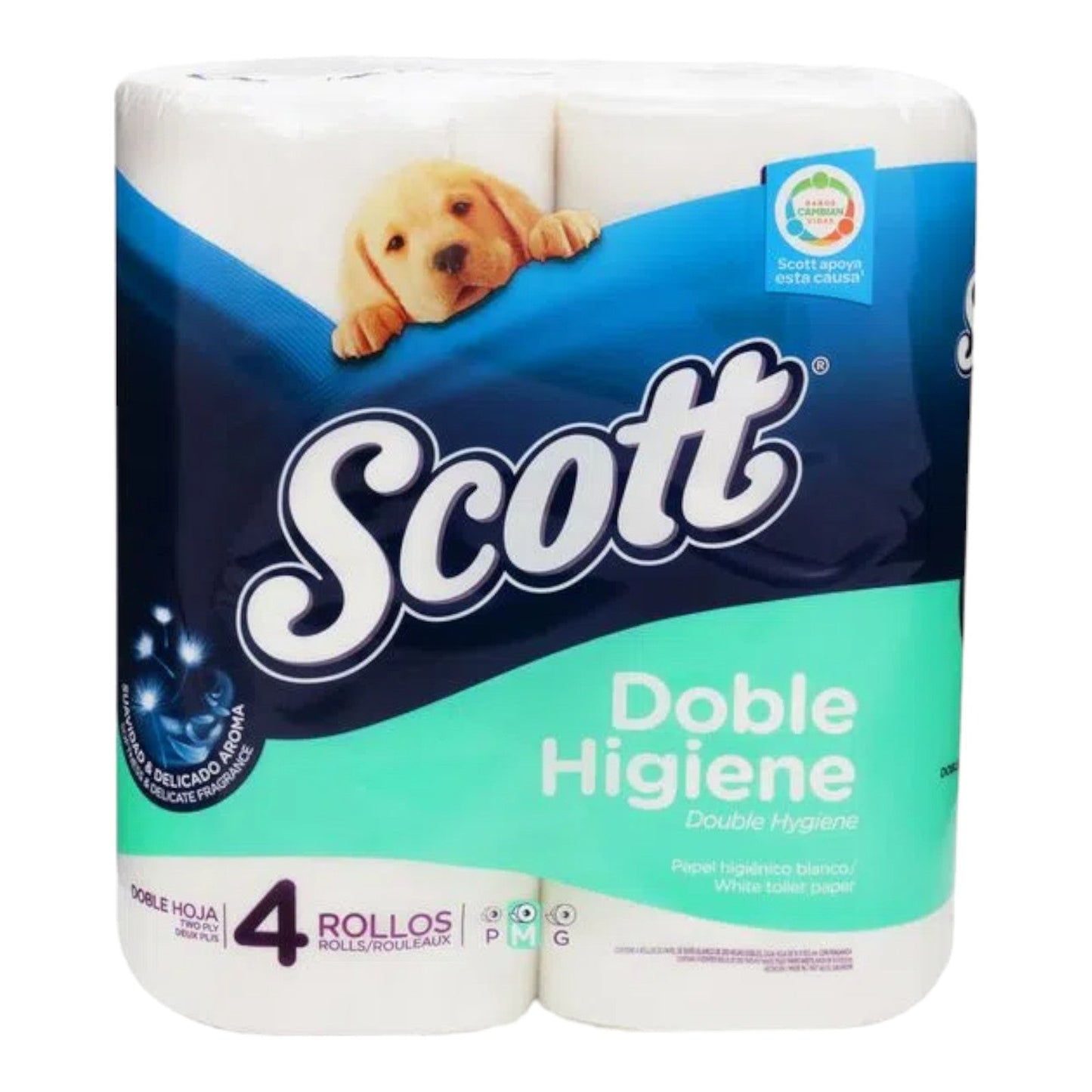 PAPEL HIGIENICO DOBLE HOJA DOBLE HIGIENE 4 ROLLOS  SCOTT