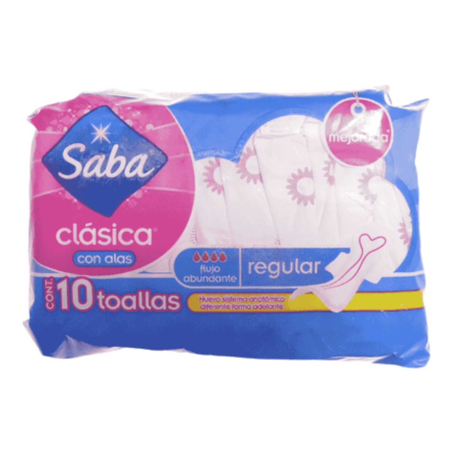 TOALLA SANITARIAS CLASICA CON ALAS 10 UN SABA