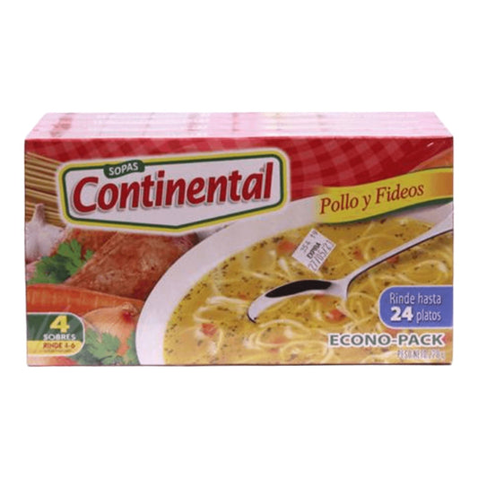 ECONOPACK POLLO Y FIDEOS 4 SOBRES CONTINENTAL