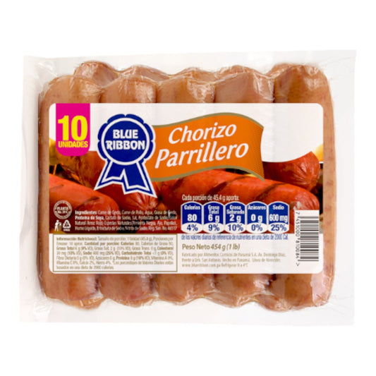 CHORIZO PARRILLERO 10 UNIDADES O 1 LB BLUE RIBBON