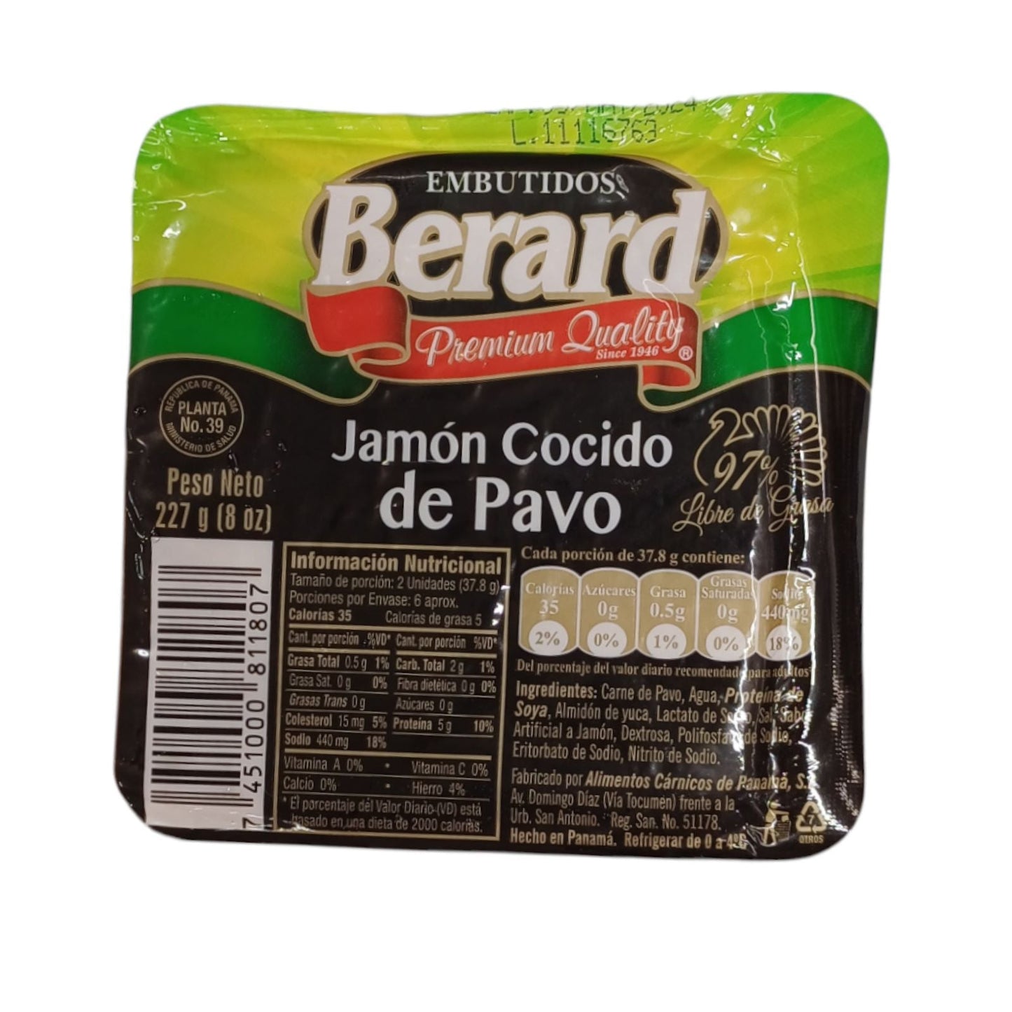 JAMON COCIDO DE PAVO 227 GR BERARD