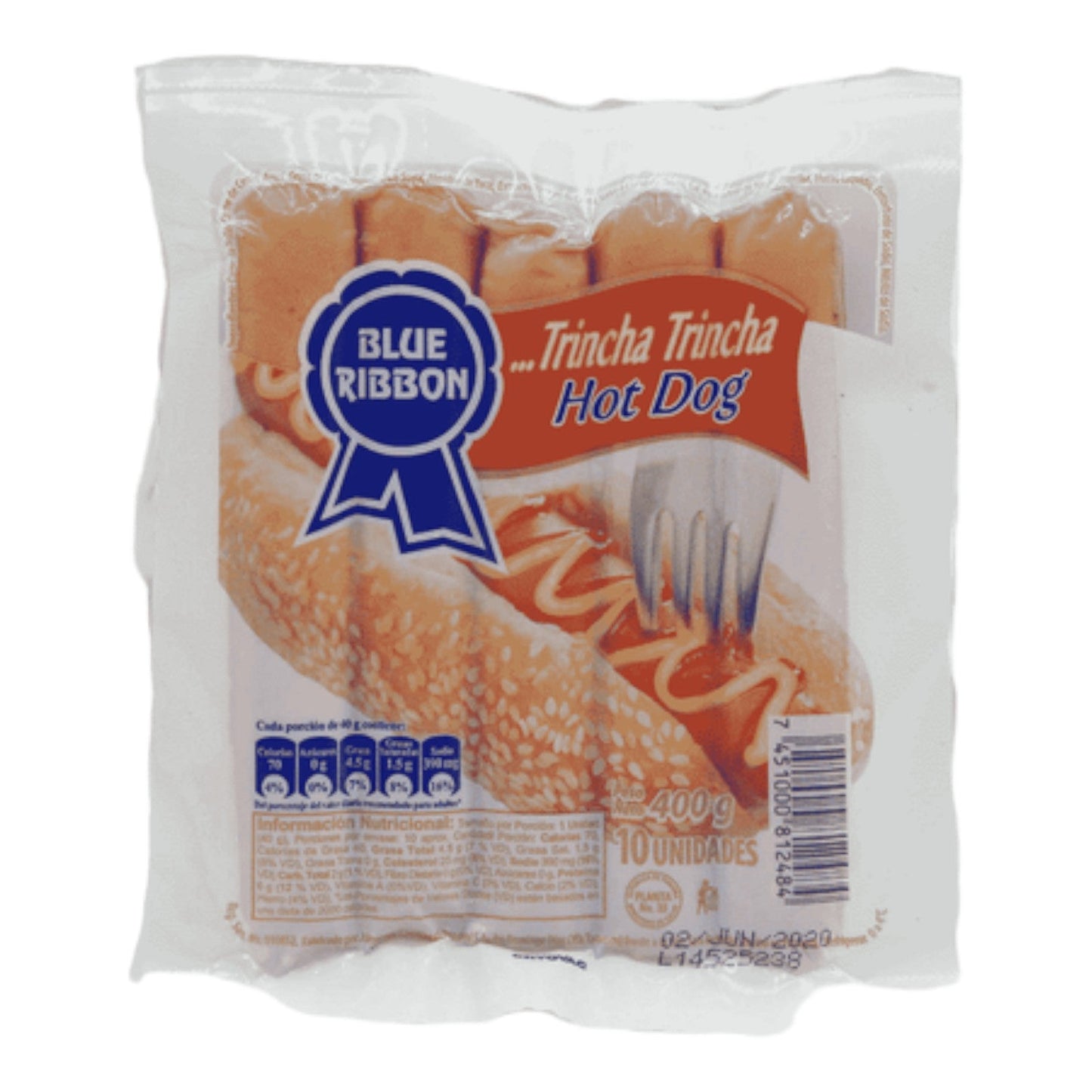 SALCHICHA HOT DOG TRINCHA 400 GR BLUE RIBBON