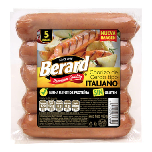 CHORIZO ITALIANO S/GLUTEN 400 GR BERARD