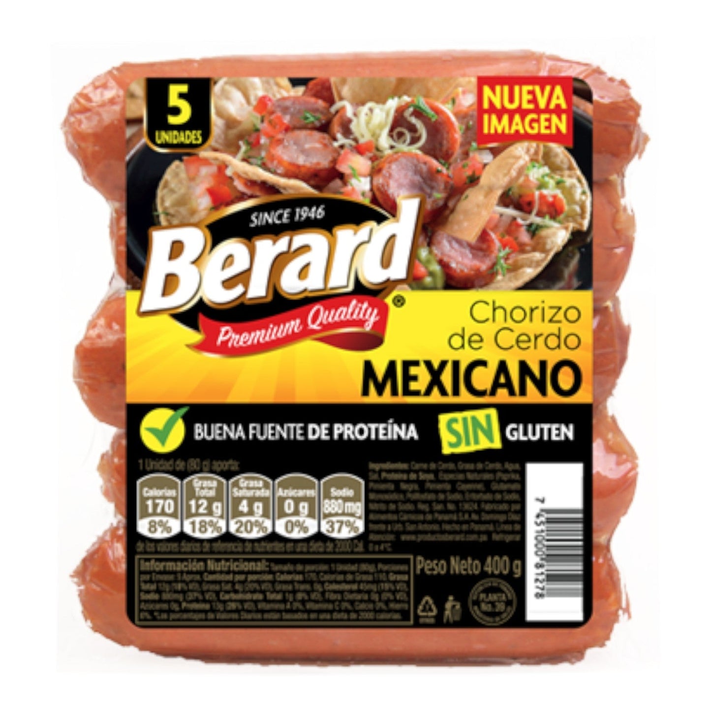 CHORIZO MEXICANO SIN GLUTEN 400 GR BERARD