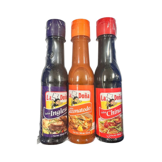 TRIO DE SALSAS (CHINA,INGLESA, SAZONATODO) LA DOÑA