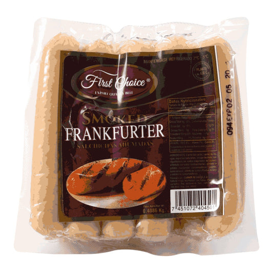 SALCHICHA AHUMADA FRANKFURTER 454 GR FIRST CHOICE