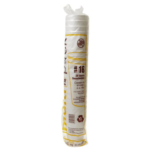 VASOS DE FOAM 20 UN 16 OZ MULTIPACK