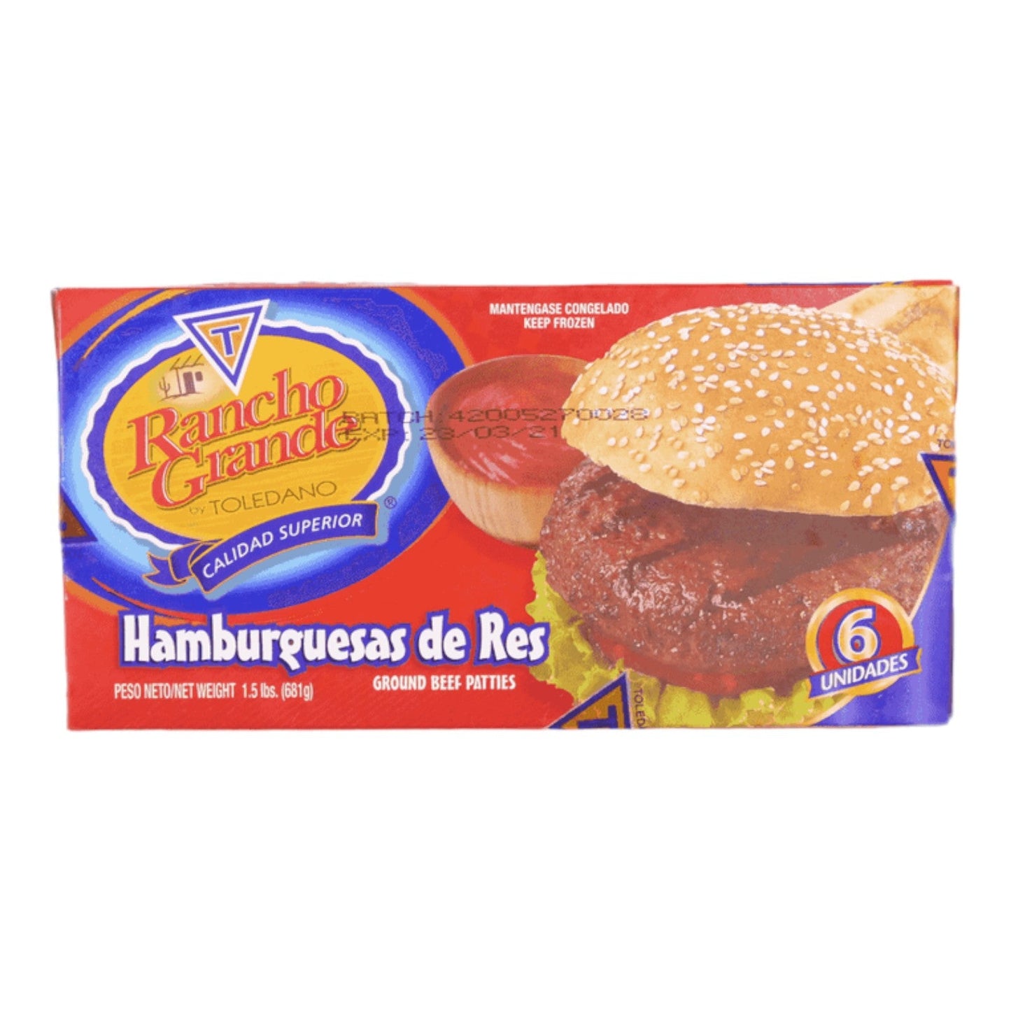 HAMBURGUESA RANCHO GRANDE 1.5 LB TOLEDANO