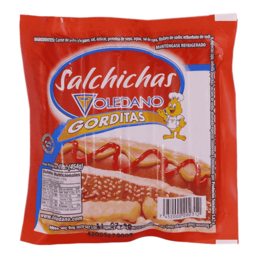 SALCHICHA GORDITA PAQUETE 10 UND 454 GR TOLEDANO