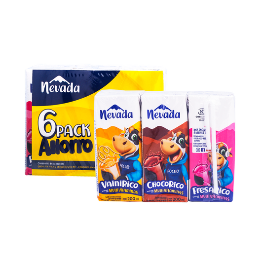 6PK LECHE SABORIZADA SURTIDO 200ML - NEVADA