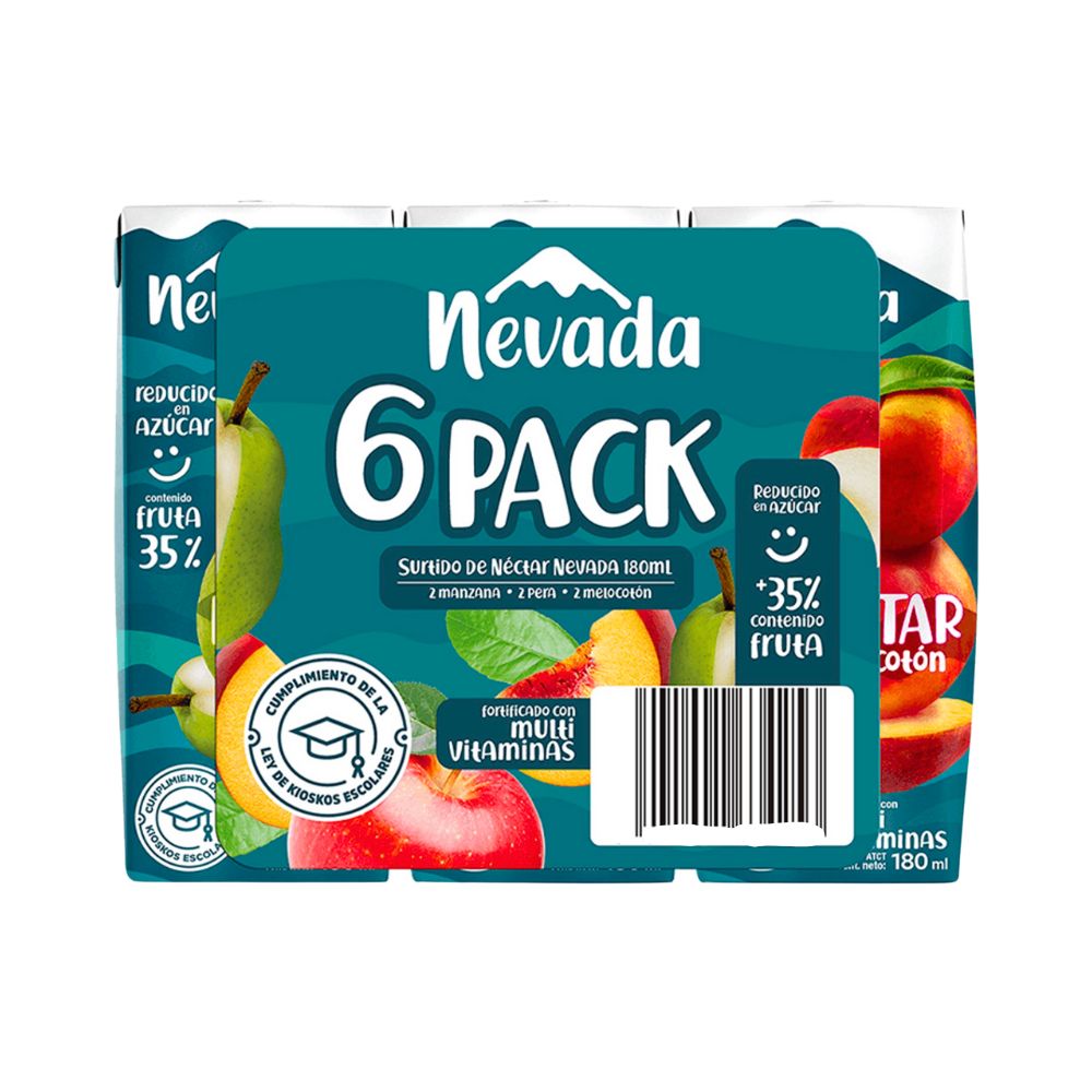 JUGO 6PK NECTARES SURTIDO 180ML NEVADA