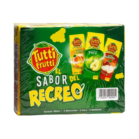 JUGO 6PK BEBIDA TUTTI FRUTTI 180ML NEVADA