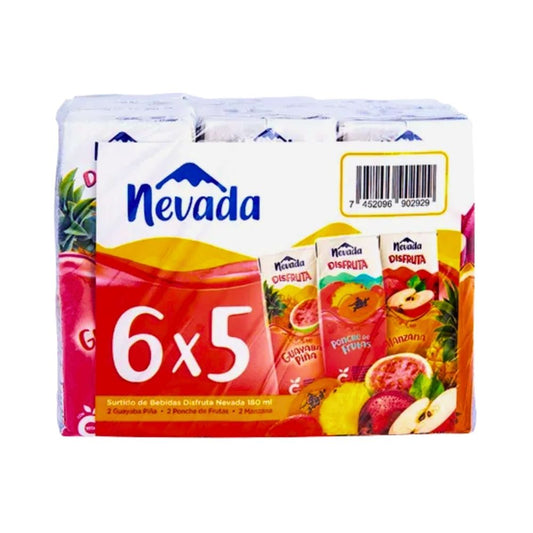 6PK BEBIDA DISFRUTA SURTIDO 180ML NEVADA