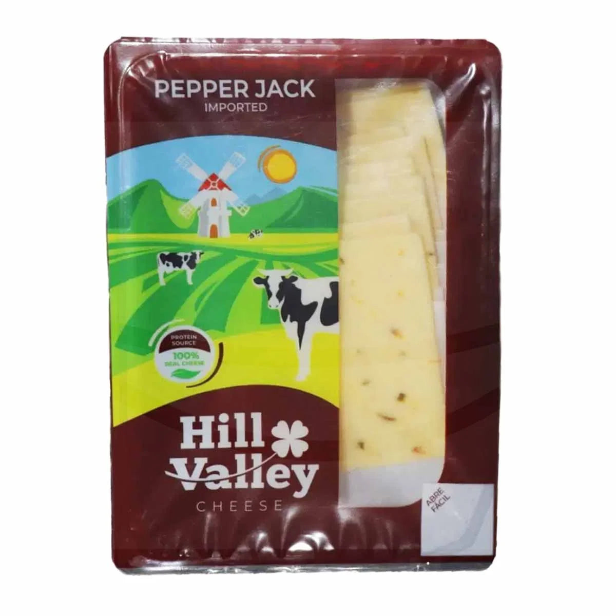 QUESO PEPPER JACK IMPORTADO REBANADO 170 GR HILL VALLEY