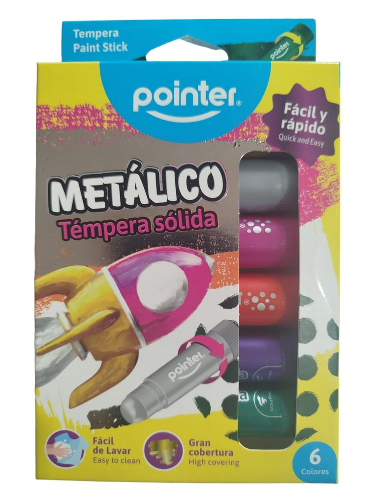 TEMPERA SOLIDA METALICA 6 COLORES POINTER