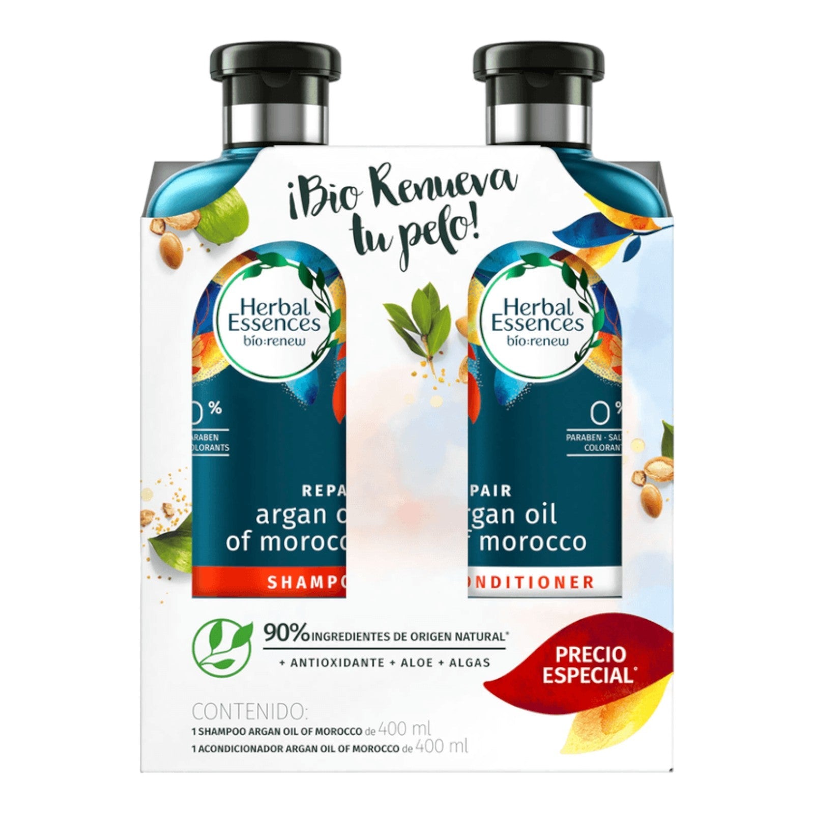 SHAMPOO + ACONDICIONADOR ARGAN OIL OF MOROCOO 400 ML C/U HERBAL