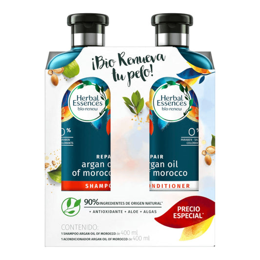 SHAMPOO + ACONDICIONADOR ARGAN OIL OF MOROCOO 400 ML C/U HERBAL ESSENCES