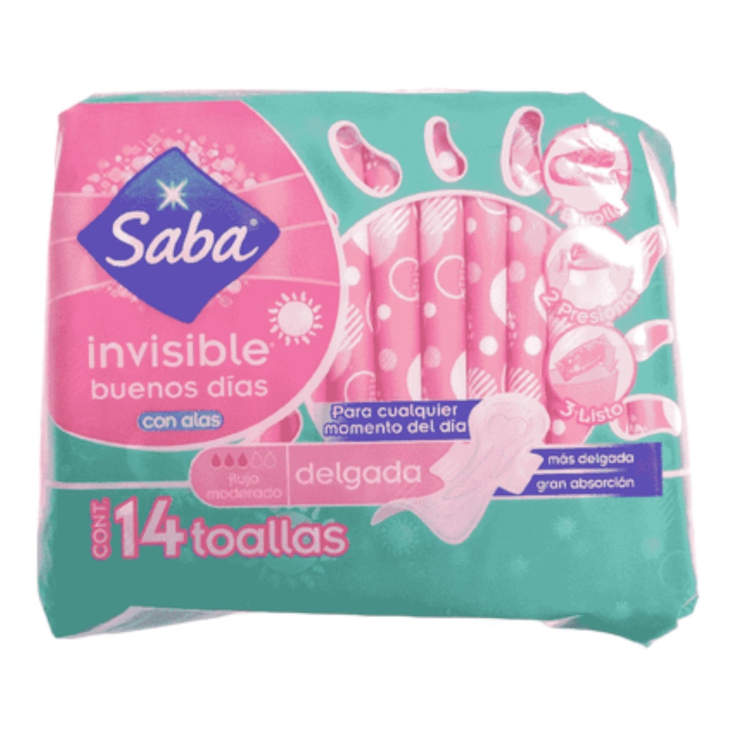 TOALLAS SANITARIAS BUENOS DIAS ULTRA INVISIBLE CON ALAS 14 UN SABA