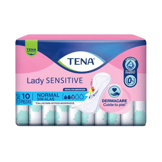 TOALLAS FEMENINAS LADY SENSITIVE NORMAL 10'S TENA