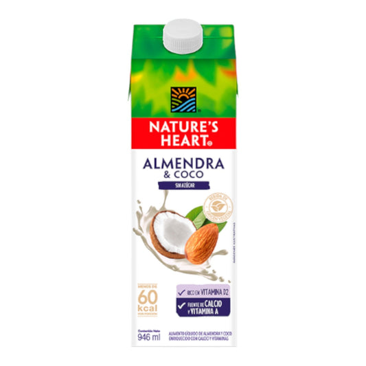 BEBIDA DE ALMENDRA COCO SIN AZUCAR 946 ML NATURE'S HEART